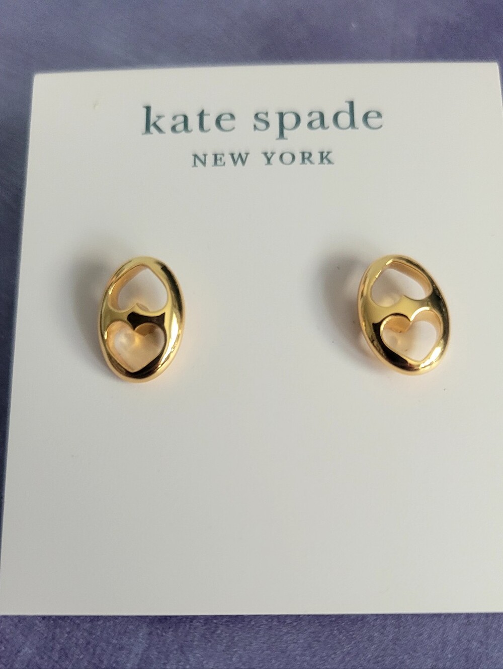 Kate Spade Gold Duo Link Heart Oval Studs